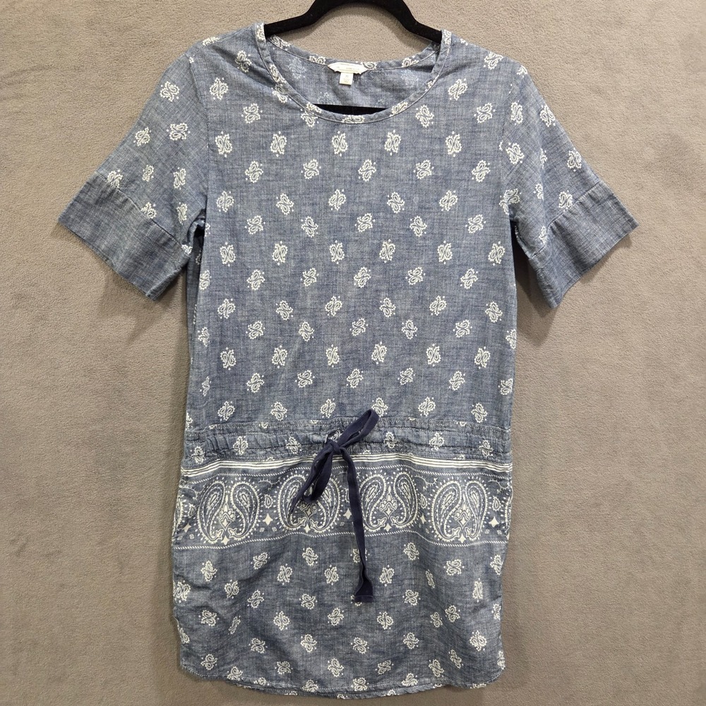 Gap Bandana Paisley Chambray Dress Women's Size XS Petites Casual Drop Waist
